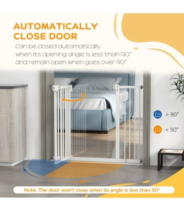 PawHut Adjustable Safety Gate w/ 2 Extensions and Four Adjustable Screws, White