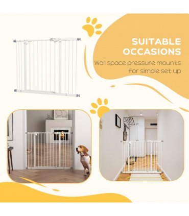 PawHut Adjustable Safety Gate w/ 2 Extensions and Four Adjustable Screws, White