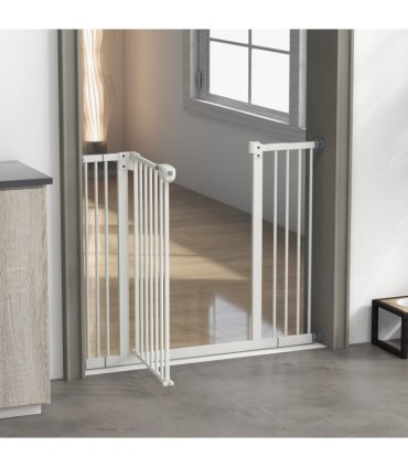 PawHut Adjustable Safety Gate w/ 2 Extensions and Four Adjustable Screws, White
