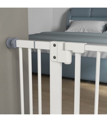 PawHut Adjustable Safety Gate w/ 2 Extensions and Four Adjustable Screws, White