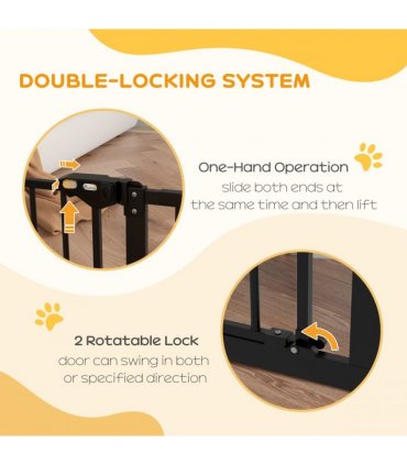 PawHut Adjustable Safety Gate w/ 2 Extensions and Four Adjustable Screws, Black