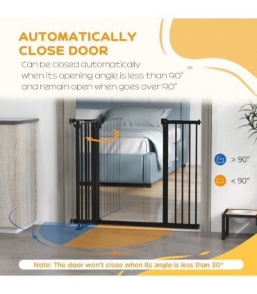 PawHut Adjustable Safety Gate w/ 2 Extensions and Four Adjustable Screws, Black