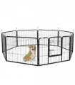 Pet Pen Black Metal 60H x 80Wcm 8 Panel Playpen for Miniature Small Dogs 160L