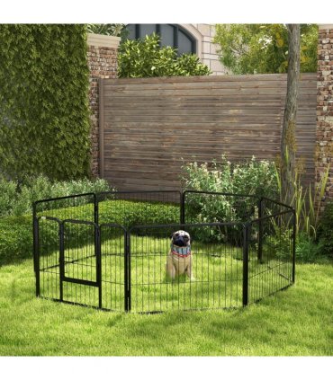 Pet Pen Black Metal 60H x 80Wcm 8 Panel Playpen for Miniature Small Dogs 160L