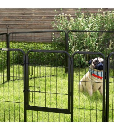 Pet Pen Black Metal 60H x 80Wcm 8 Panel Playpen for Miniature Small Dogs 160L