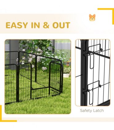 Pet Pen Black Metal 60H x 80Wcm 8 Panel Playpen for Miniature Small Dogs 160L