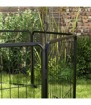 Pet Pen Black Metal 60H x 80Wcm 8 Panel Playpen for Miniature Small Dogs 160L