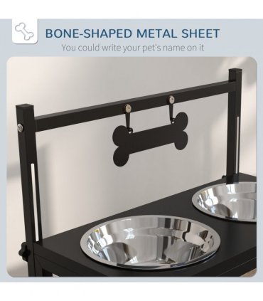 PawHut Raised Dog Bowl w/ Adjustable Height Stand for Small Medium Large Dogs
