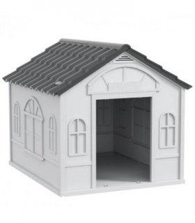 Dog House PawHut Weather-Resistant Grey and White PP 65L x 75.7W x 63Hcm