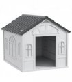 Dog House PawHut Weather-Resistant Grey and White PP 65L x 75.7W x 63Hcm