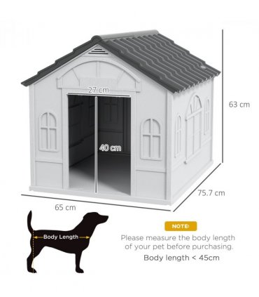 Dog House PawHut Weather-Resistant Grey and White PP 65L x 75.7W x 63Hcm