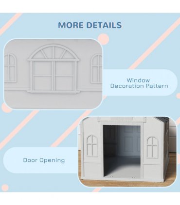 Dog House PawHut Weather-Resistant Grey and White PP 65L x 75.7W x 63Hcm