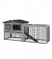Pawhut Rabbit Hutch Pet House Outdoor Run Design w/ Water-Resistant Paint Ramp