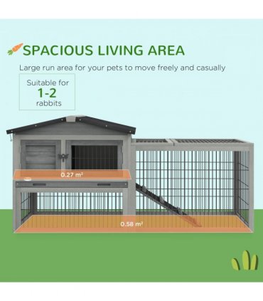 Pawhut Rabbit Hutch Pet House Outdoor Run Design w/ Water-Resistant Paint Ramp