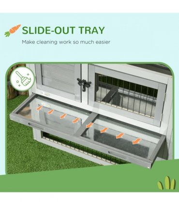Pawhut Rabbit Hutch Pet House Outdoor Run Design w/ Water-Resistant Paint Ramp
