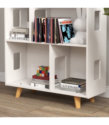 Toy Storage Shelf white MDF Pinewood 65L x 25W x 108.5Hcm for 3-6 Years Old