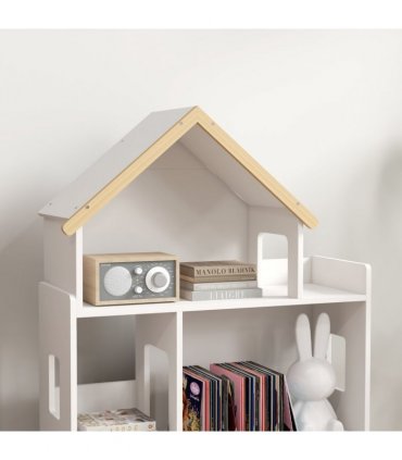 Toy Storage Shelf white MDF Pinewood 65L x 25W x 108.5Hcm for 3-6 Years Old