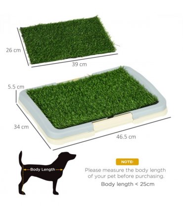 Dog Toilet Indoor w/ Artificial Grass, Grid Panel, Tray, 46.5 x 34cm Green PP PE