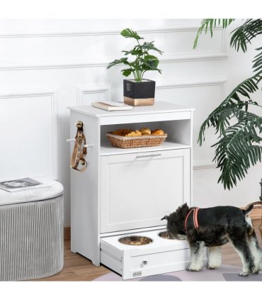 PawHut Pet Feeder Station Dog and Cat Food Storage Feeding Station Food Cabinet