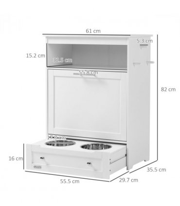 PawHut Pet Feeder Station Dog and Cat Food Storage Feeding Station Food Cabinet