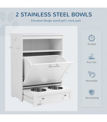 PawHut Pet Feeder Station Dog and Cat Food Storage Feeding Station Food Cabinet