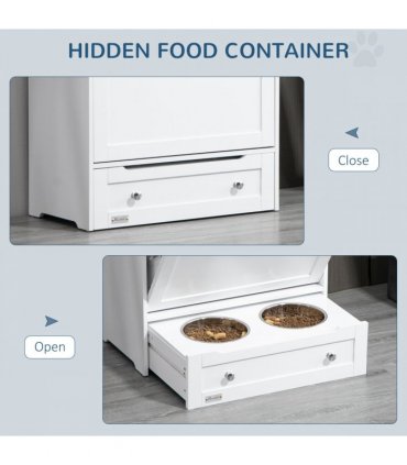 PawHut Pet Feeder Station Dog and Cat Food Storage Feeding Station Food Cabinet