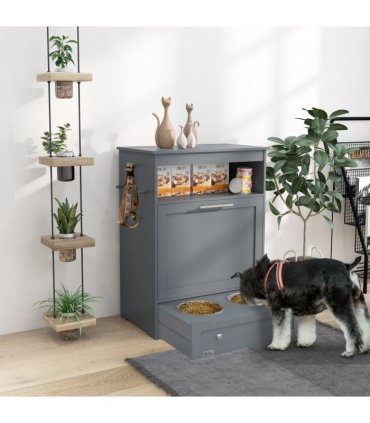 PawHut Pet Feeder Station Dog and Cat Food Storage Feeding Station Food Cabinet