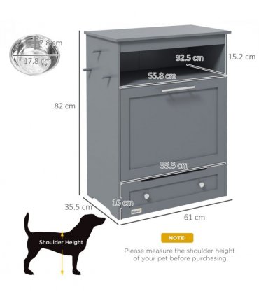 PawHut Pet Feeder Station Dog and Cat Food Storage Feeding Station Food Cabinet