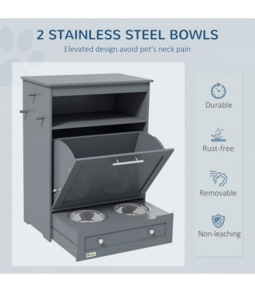 PawHut Pet Feeder Station Dog and Cat Food Storage Feeding Station Food Cabinet