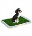 PawHut Dog Toilet Indoor w/ Artificial Grass, Grid Panel, Tray, 63 x 48.5cm