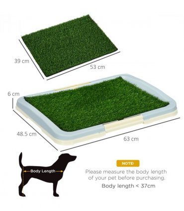 PawHut Dog Toilet Indoor w/ Artificial Grass, Grid Panel, Tray, 63 x 48.5cm