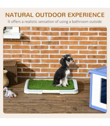 PawHut Dog Toilet Indoor w/ Artificial Grass, Grid Panel, Tray, 63 x 48.5cm