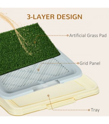 PawHut Dog Toilet Indoor w/ Artificial Grass, Grid Panel, Tray, 63 x 48.5cm