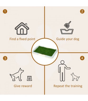PawHut Dog Toilet Indoor w/ Artificial Grass, Grid Panel, Tray, 63 x 48.5cm