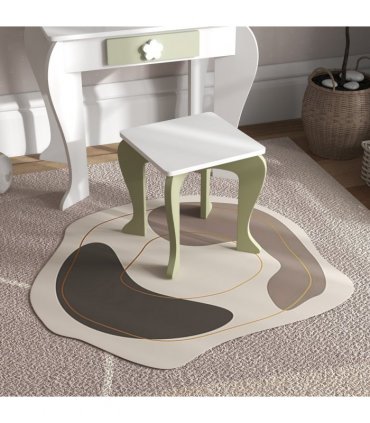 Kids Vanity Table Set, Beauty Flower Design, White and Yellow, MDF and Acrylic