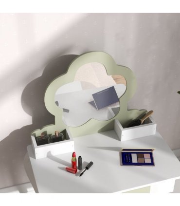 Kids Vanity Table Set, Beauty Flower Design, White and Yellow, MDF and Acrylic