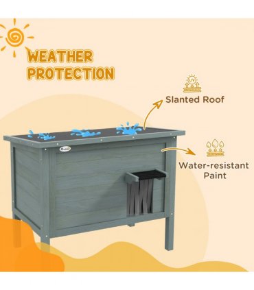 PawHut Outdoor Feral Cat House Insulated w/ Openable Roof - Charcoal Grey