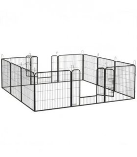 Steel Grey 80H x 80Wcm Heavy Duty Puppy Play Pen, 12 Panels Pet Exercise Pen