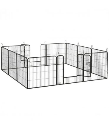 Steel Grey 80H x 80Wcm Heavy Duty Puppy Play Pen, 12 Panels Pet Exercise Pen