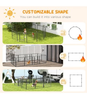 Steel Grey 80H x 80Wcm Heavy Duty Puppy Play Pen, 12 Panels Pet Exercise Pen
