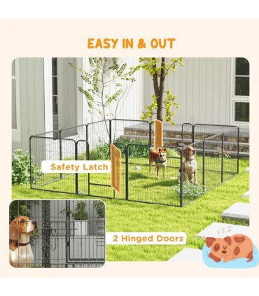 Steel Grey 80H x 80Wcm Heavy Duty Puppy Play Pen, 12 Panels Pet Exercise Pen