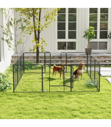 Steel Grey 80H x 80Wcm Heavy Duty Puppy Play Pen, 12 Panels Pet Exercise Pen