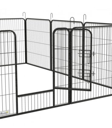 Steel Grey 80H x 80Wcm Heavy Duty Puppy Play Pen, 12 Panels Pet Exercise Pen