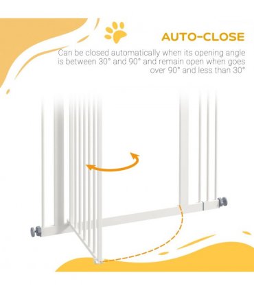 PawHut 74-87cm Adjustable Metal Pet Gate Safety Barrier w/ Auto-Close Door White