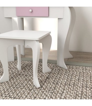 Kids Dressing Table ZONEKIZ White and Pink MDF and Acrylic 55L x 34W x 87Hcm