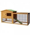 Outdoor Rabbit Hutch Yellow Fir Wood 150L x 52.5W x 68H cm Two Level House