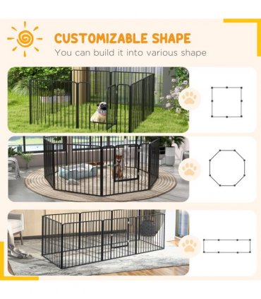 PawHut 80cm 8 Panels Heavy-Duty Dog Playpen for Small, Medium Dogs