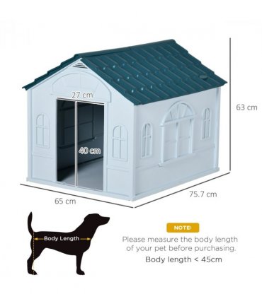PawHut Weather-Resistant Dog House, Puppy Shelter for Medium Dogs - Blue