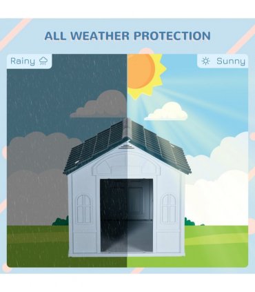 PawHut Weather-Resistant Dog House, Puppy Shelter for Medium Dogs - Blue