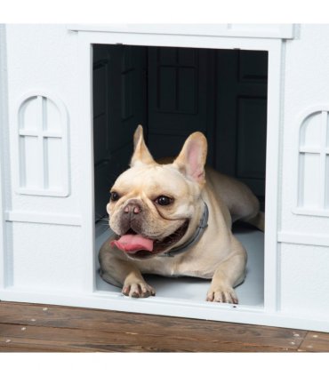 PawHut Weather-Resistant Dog House, Puppy Shelter for Medium Dogs - Blue